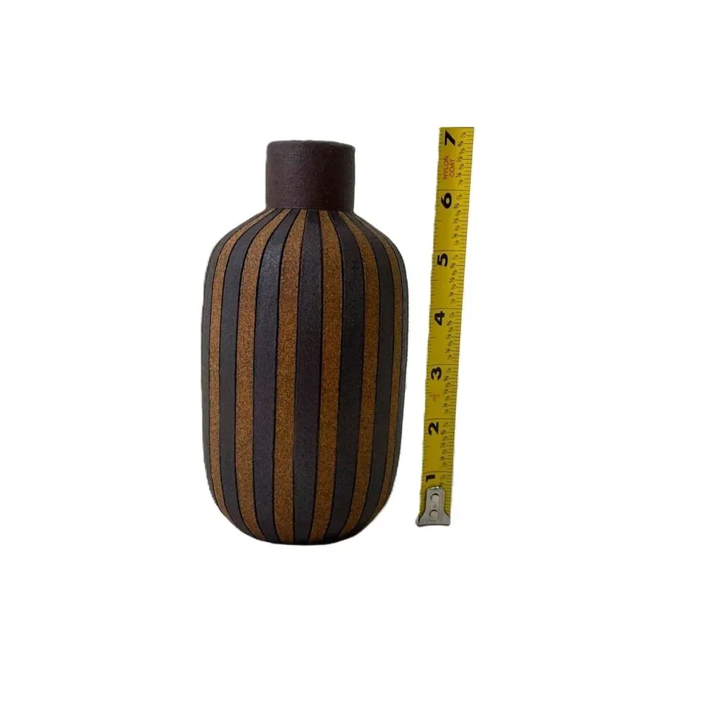 Vintage Steve Dominguez Mid Century Vertical Stripes Stoneware Vase San Diego